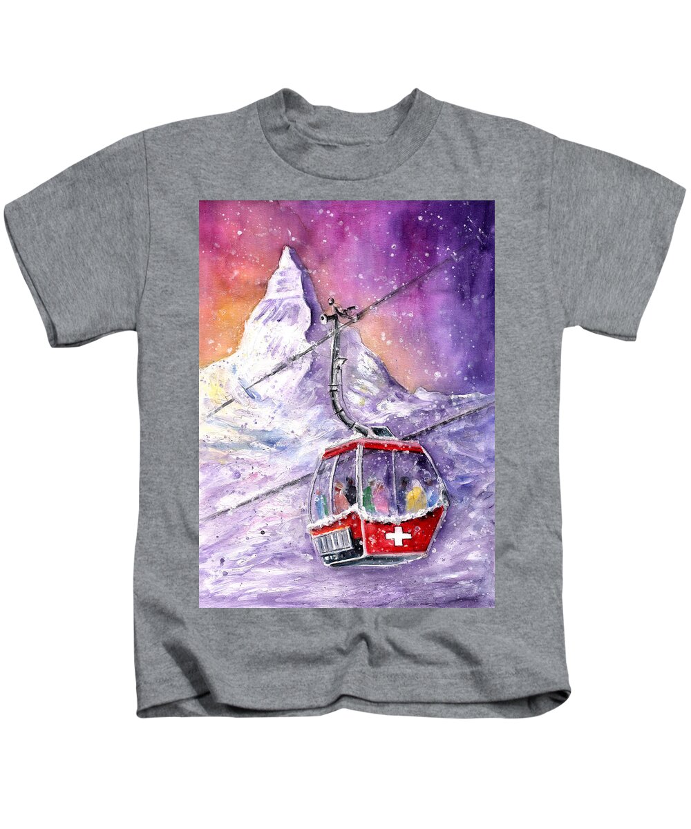 Travel Kids T-Shirt featuring the painting Matterhorn Authentic by Miki De Goodaboom
