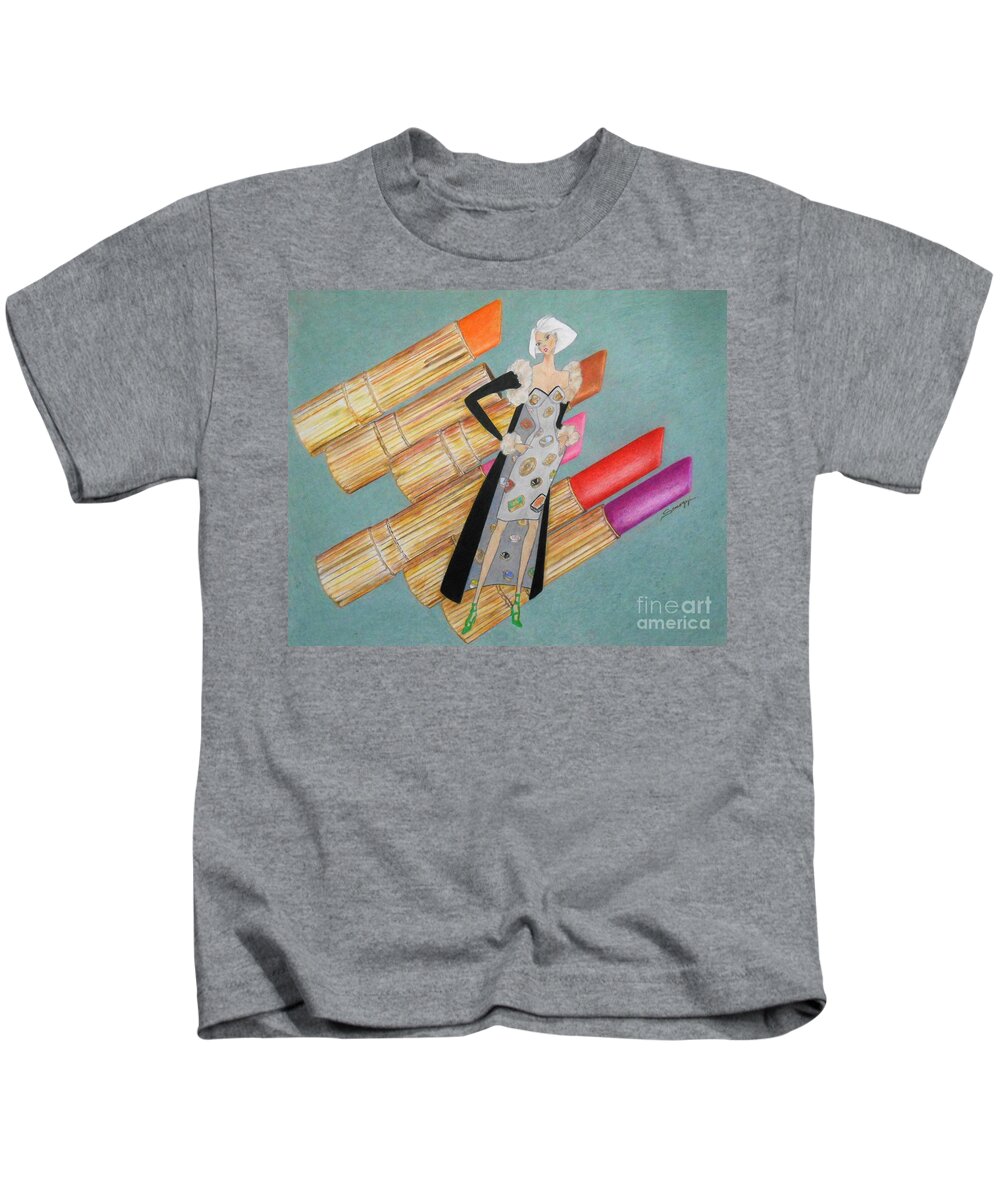 Lipstick Kids T-Shirt featuring the drawing Maybelline by Jayne Somogy