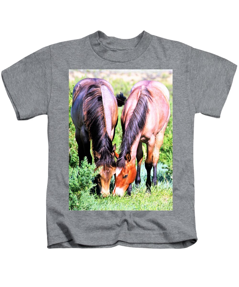 Horses Kids T-Shirt featuring the photograph Meal Sharing by Merle Grenz
