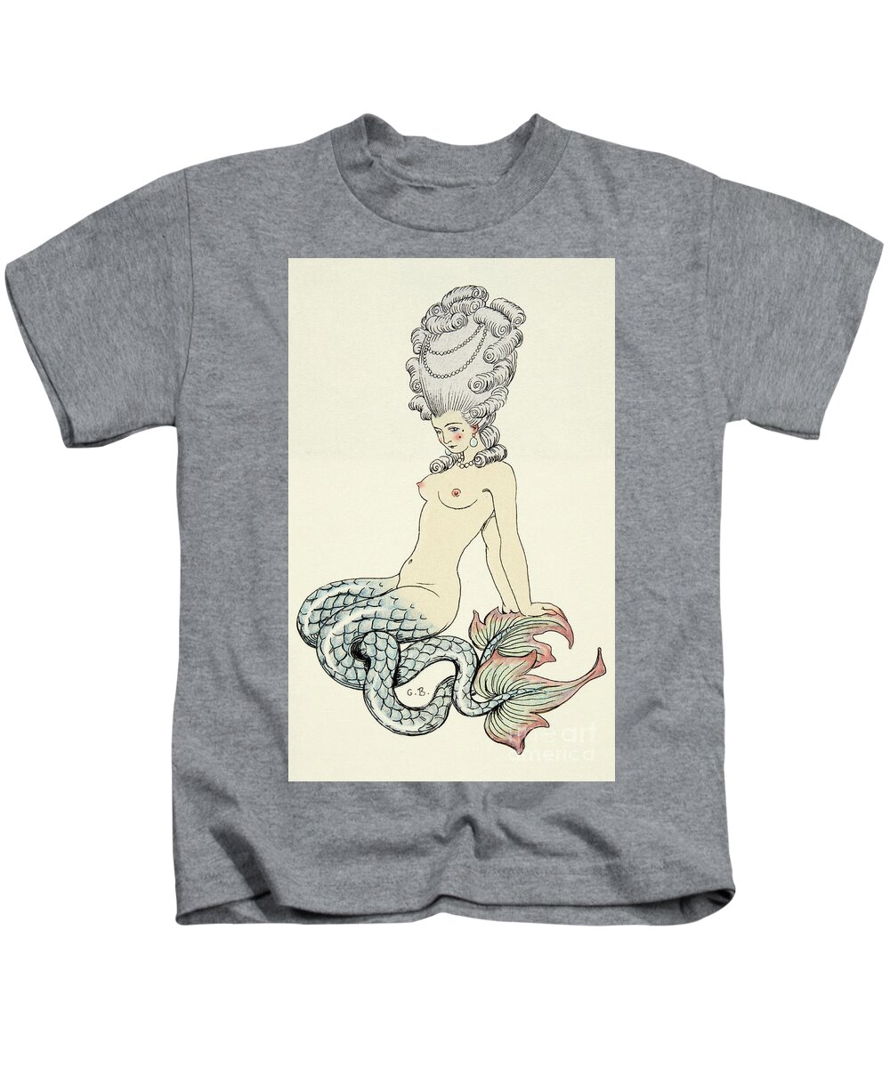 Mermaid Kids T-Shirt featuring the painting Mermaid, from Les Liaisons Dangereuses by Georges Barbier