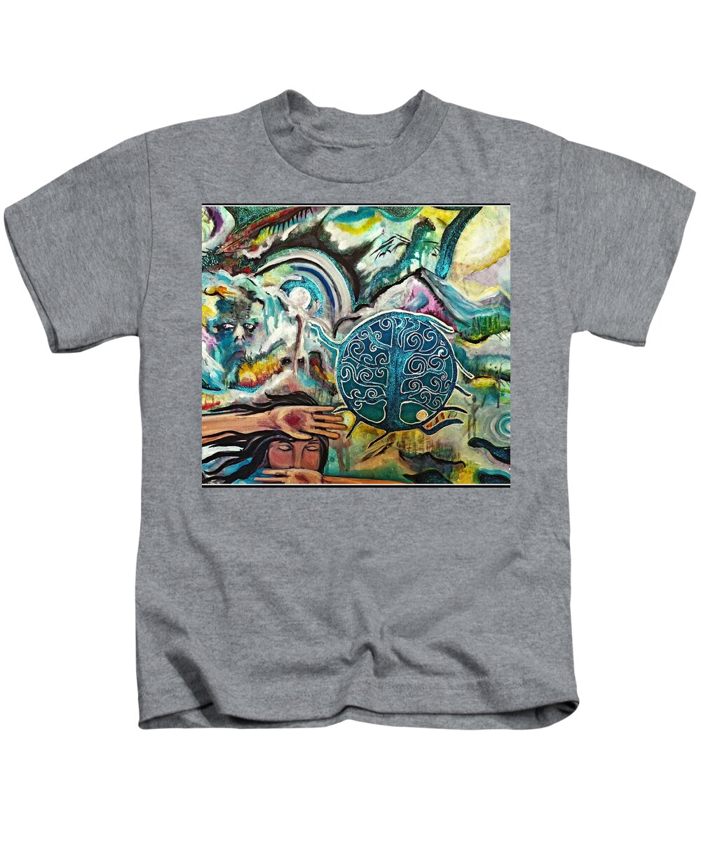 Tree Of Life Kids T-Shirt featuring the painting Misty Eye Of The Mountain by Tracy McDurmon