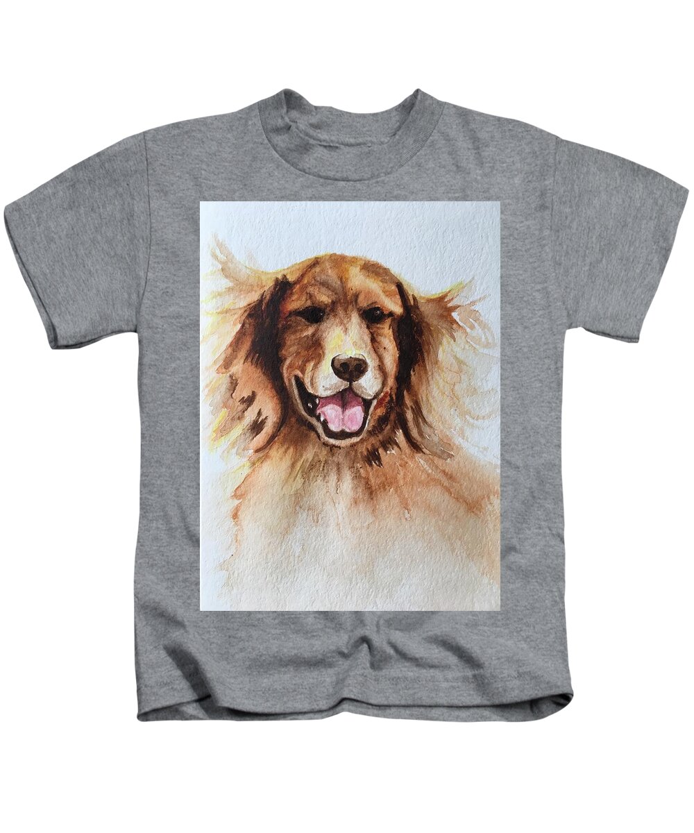 Dog Kids T-Shirt featuring the painting Molly by Christine Marie Rose