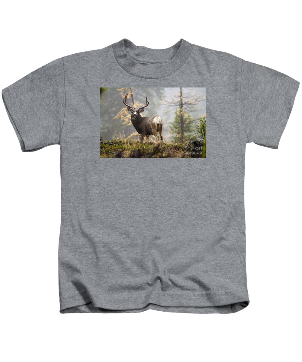 Mule Deer Kids T-Shirt featuring the photograph Monarch of the Mountain by Douglas Kikendall