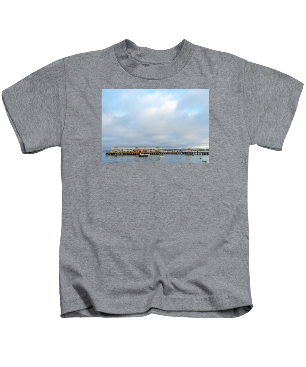 Monterey Kids T-Shirt featuring the photograph Monterey's Commercial Wharf by Derek Dean