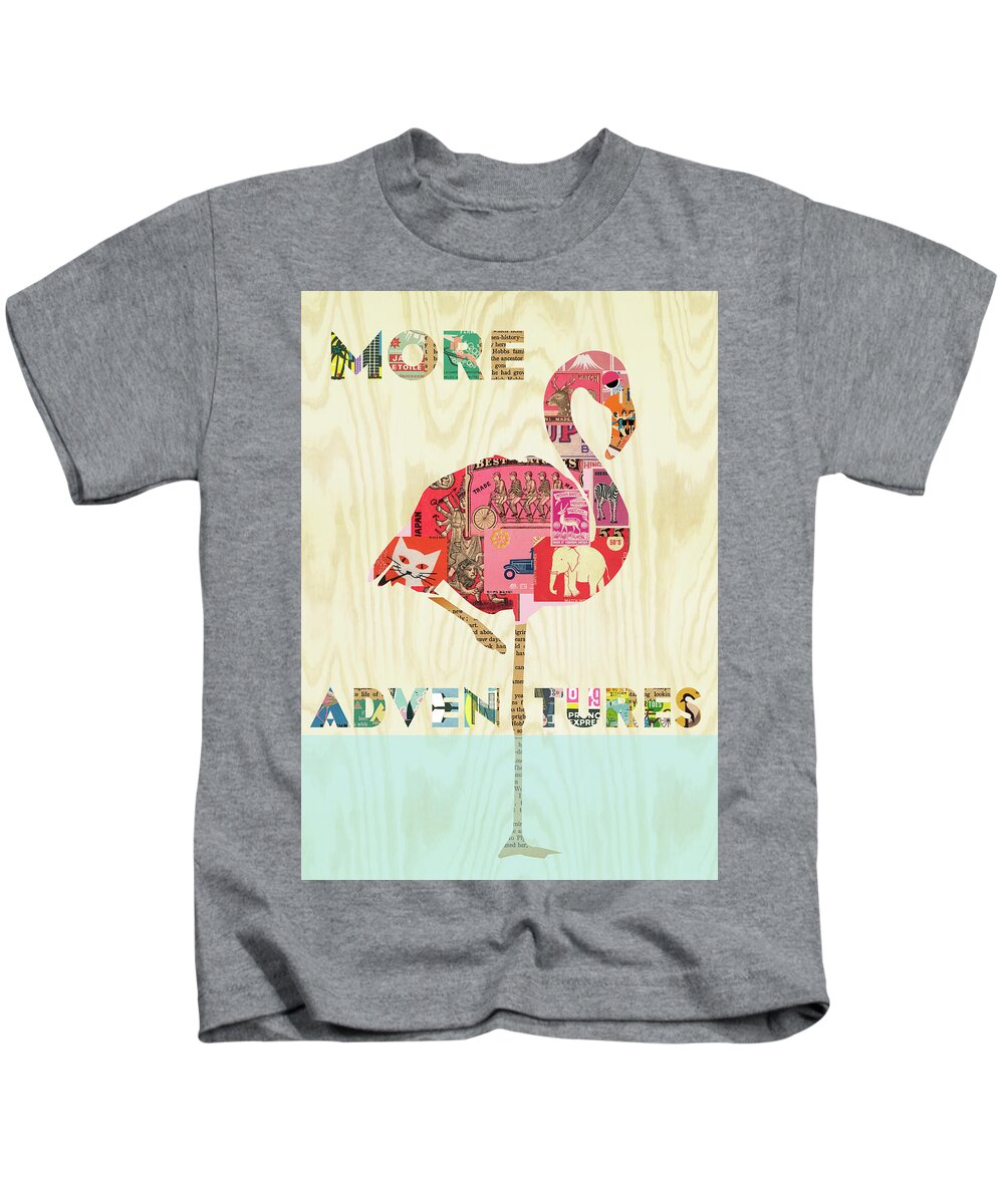 More Adventures Kids T-Shirt featuring the mixed media More Adventures by Claudia Schoen