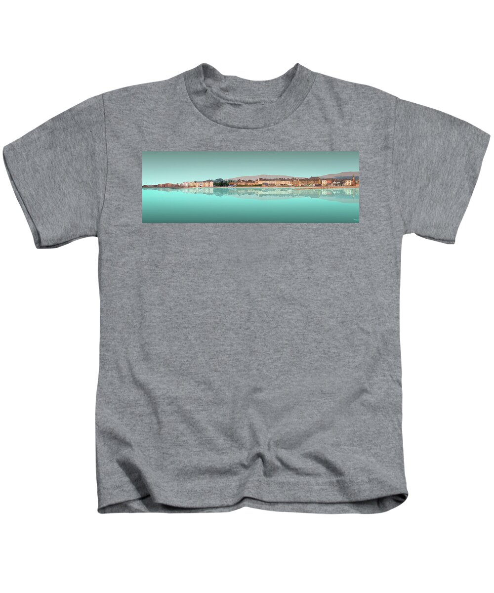 Morecambe Kids T-Shirt featuring the digital art Morecambe East 1 - Aqua Edition by Joe Tamassy