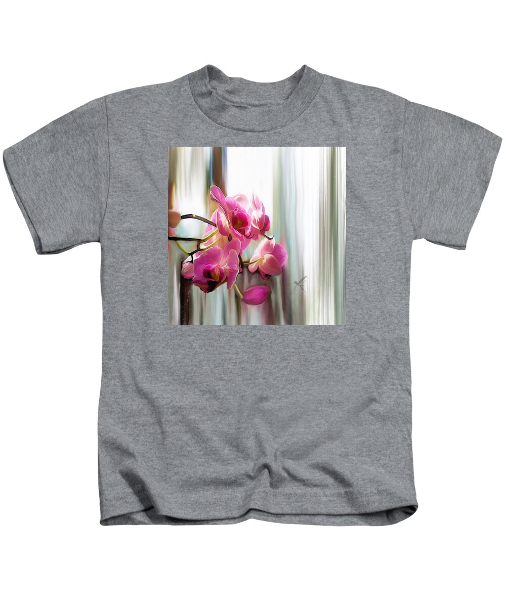 Orchids Kids T-Shirt featuring the digital art Morning Light Orchids by Sand And Chi