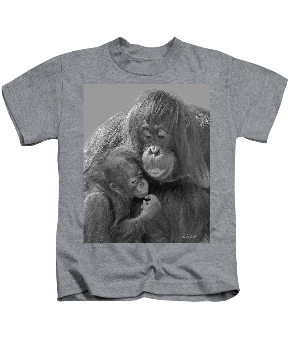 Orangutan Kids T-Shirt featuring the photograph Motherhood 10 by Larry Linton