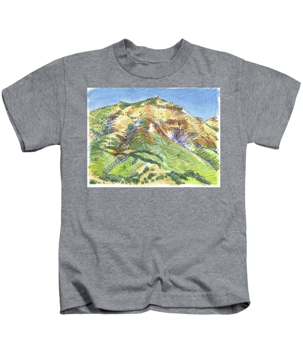 Landscape Kids T-Shirt featuring the painting Mount Diablo from Curry Valley Ridge by Judith Kunzle