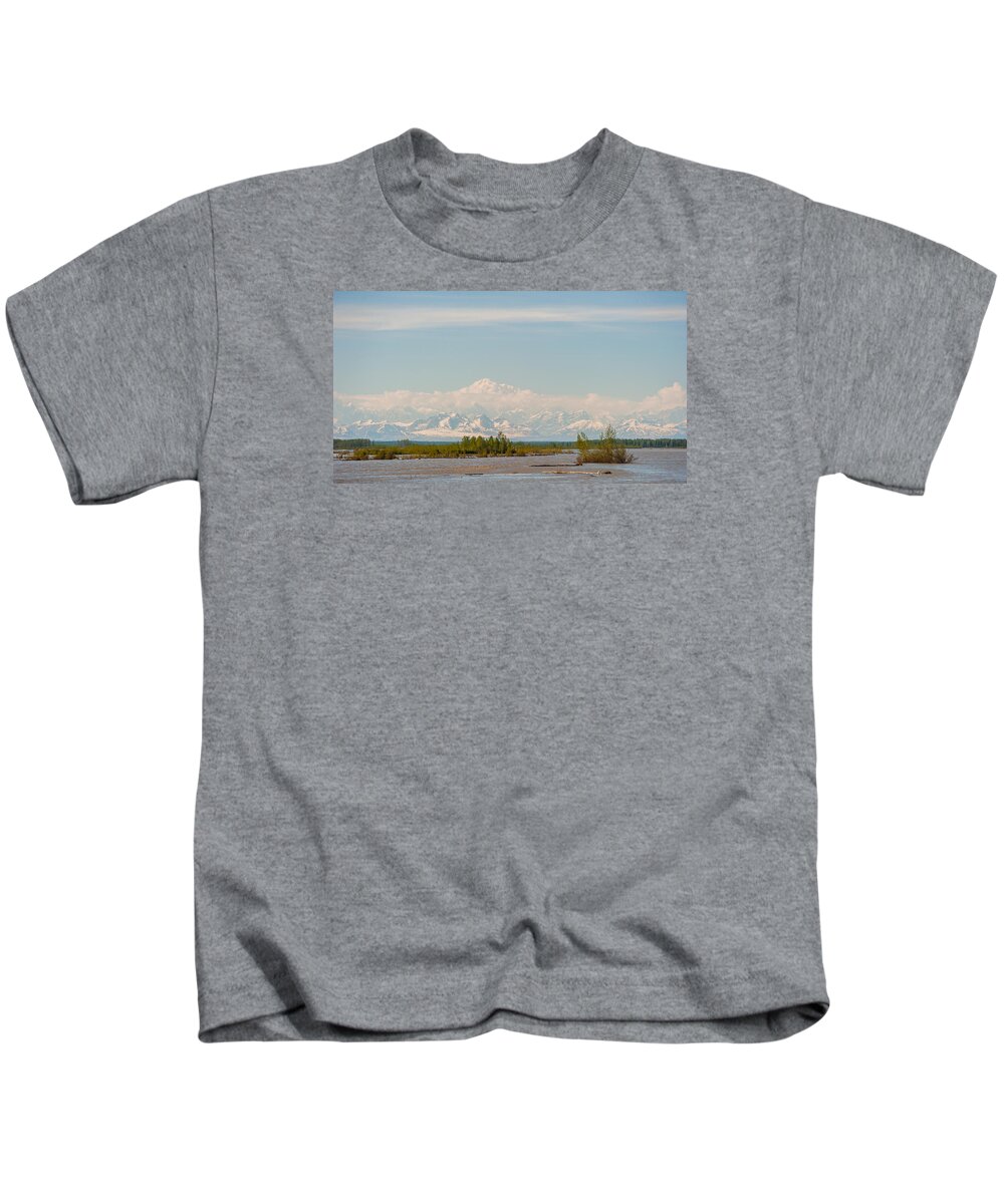 Alaska Kids T-Shirt featuring the photograph MT Denali Mountain Range by Charles McCleanon