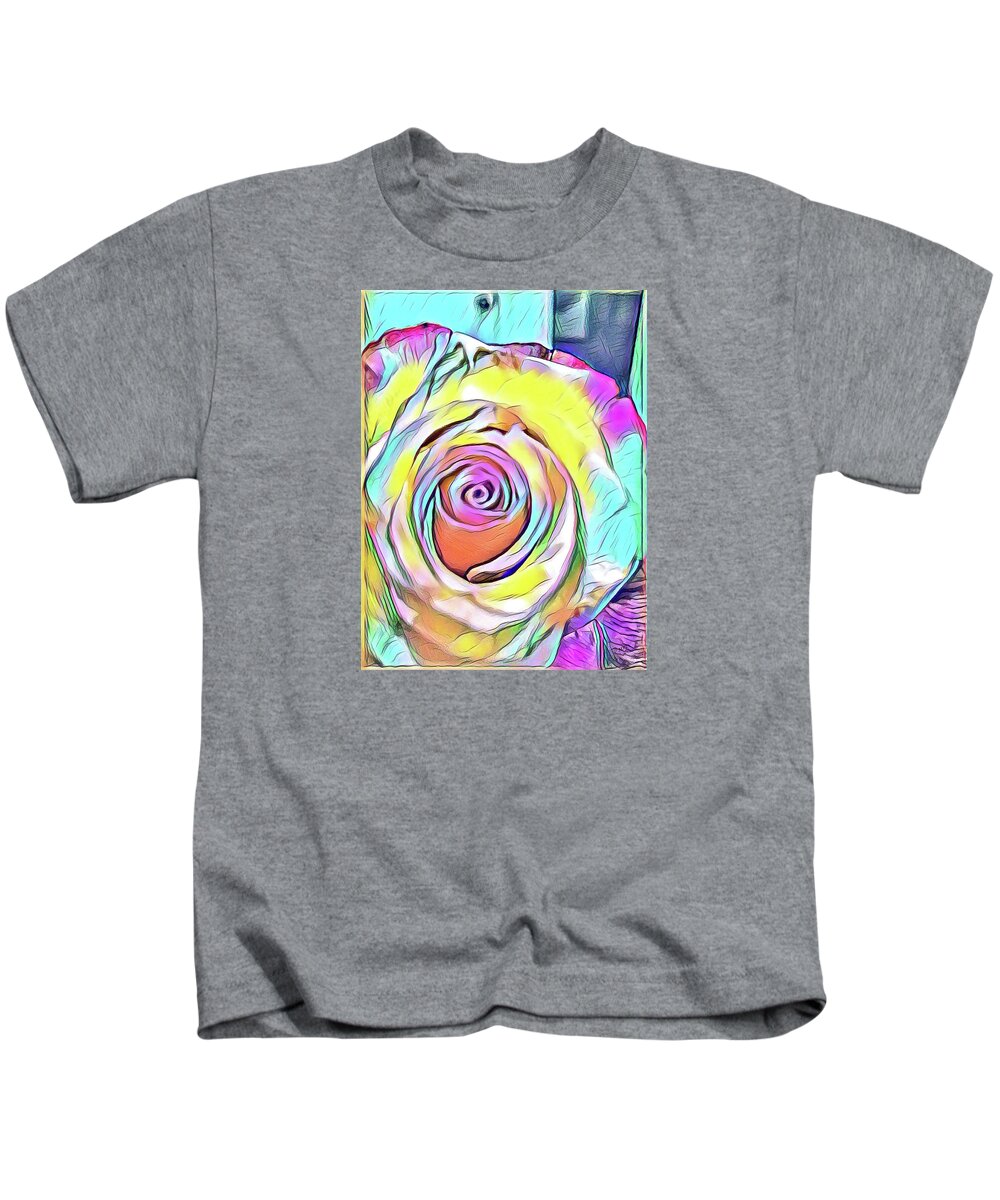 Rose Kids T-Shirt featuring the painting Multi-Colored Rose by Marian Lonzetta