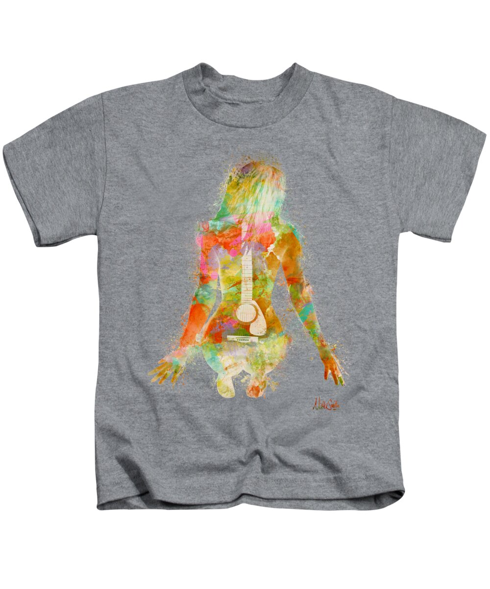 Guitar Kids T-Shirt featuring the digital art Music Was My First Love by Nikki Marie Smith