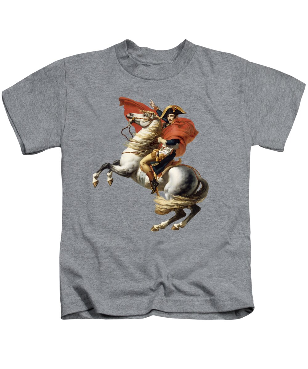 Napoleon Kids T-Shirt featuring the painting Napoleon Bonaparte on Horseback by War Is Hell Store