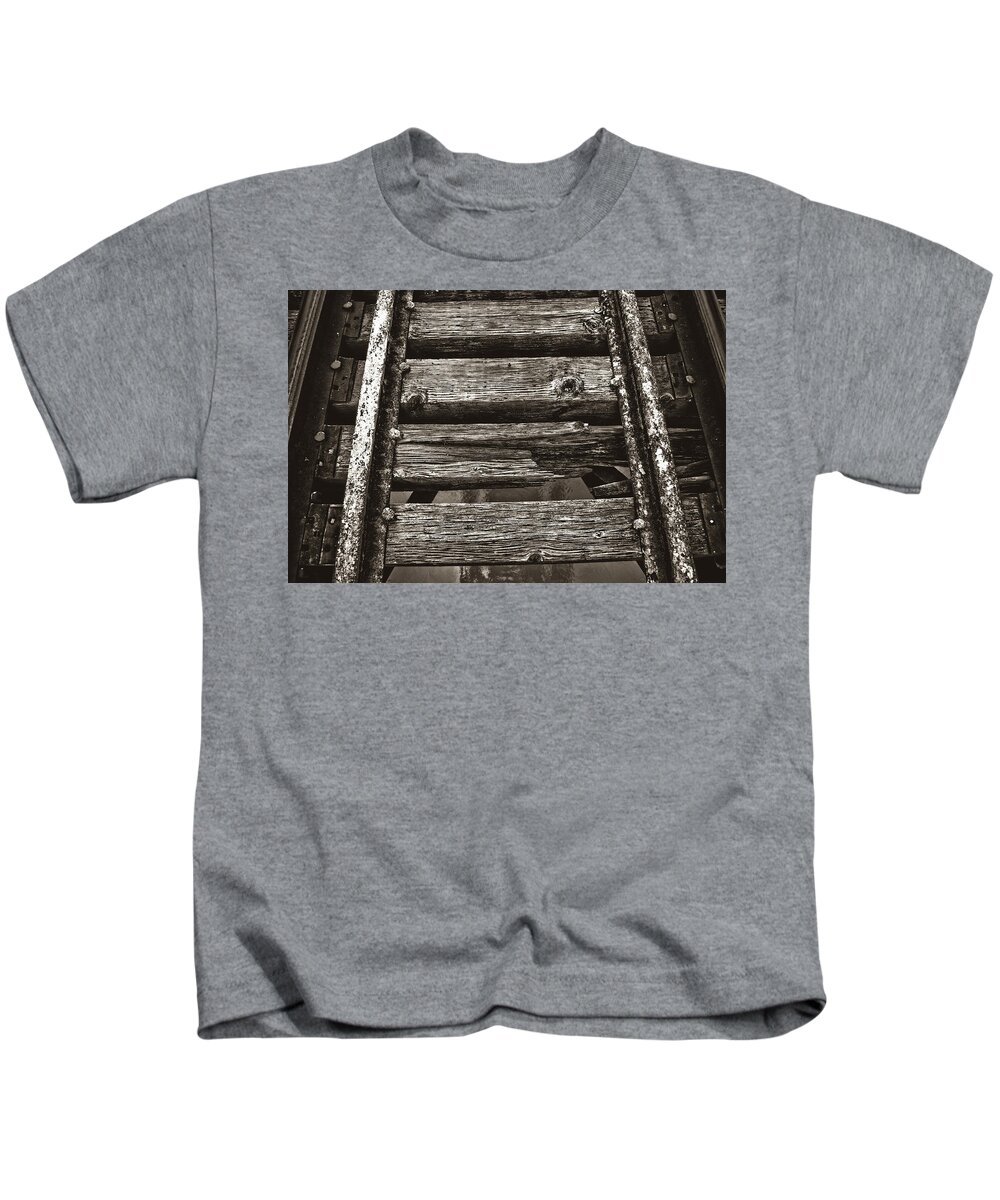 Union Pacific Kids T-Shirt featuring the photograph Narrow Gauge Tracks #Photography #Art #Trains by Nathan Little