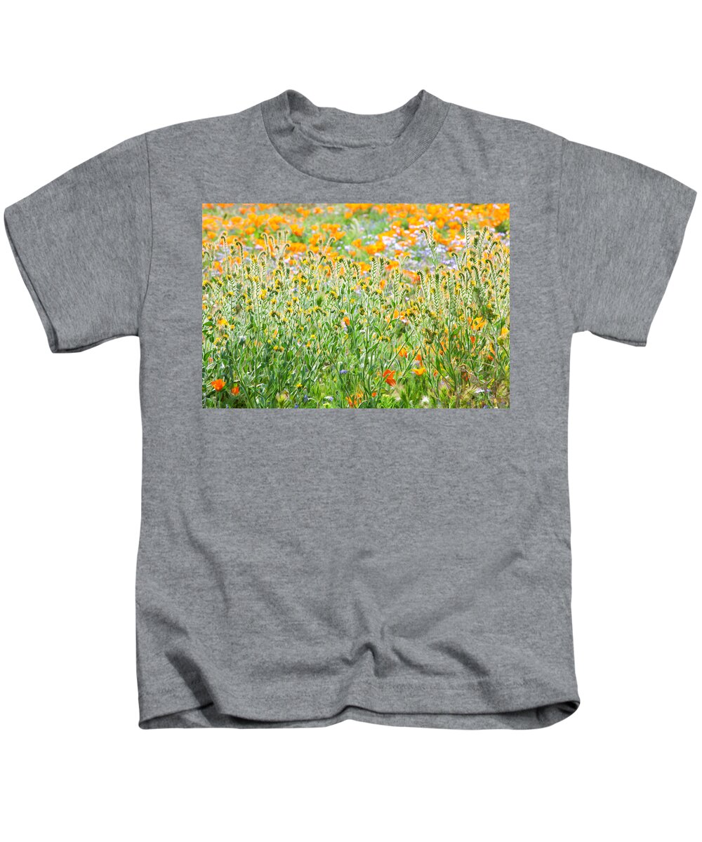 California Wildflowers Kids T-Shirt featuring the photograph Nature's Artwork - California Wildflowers by Ram Vasudev