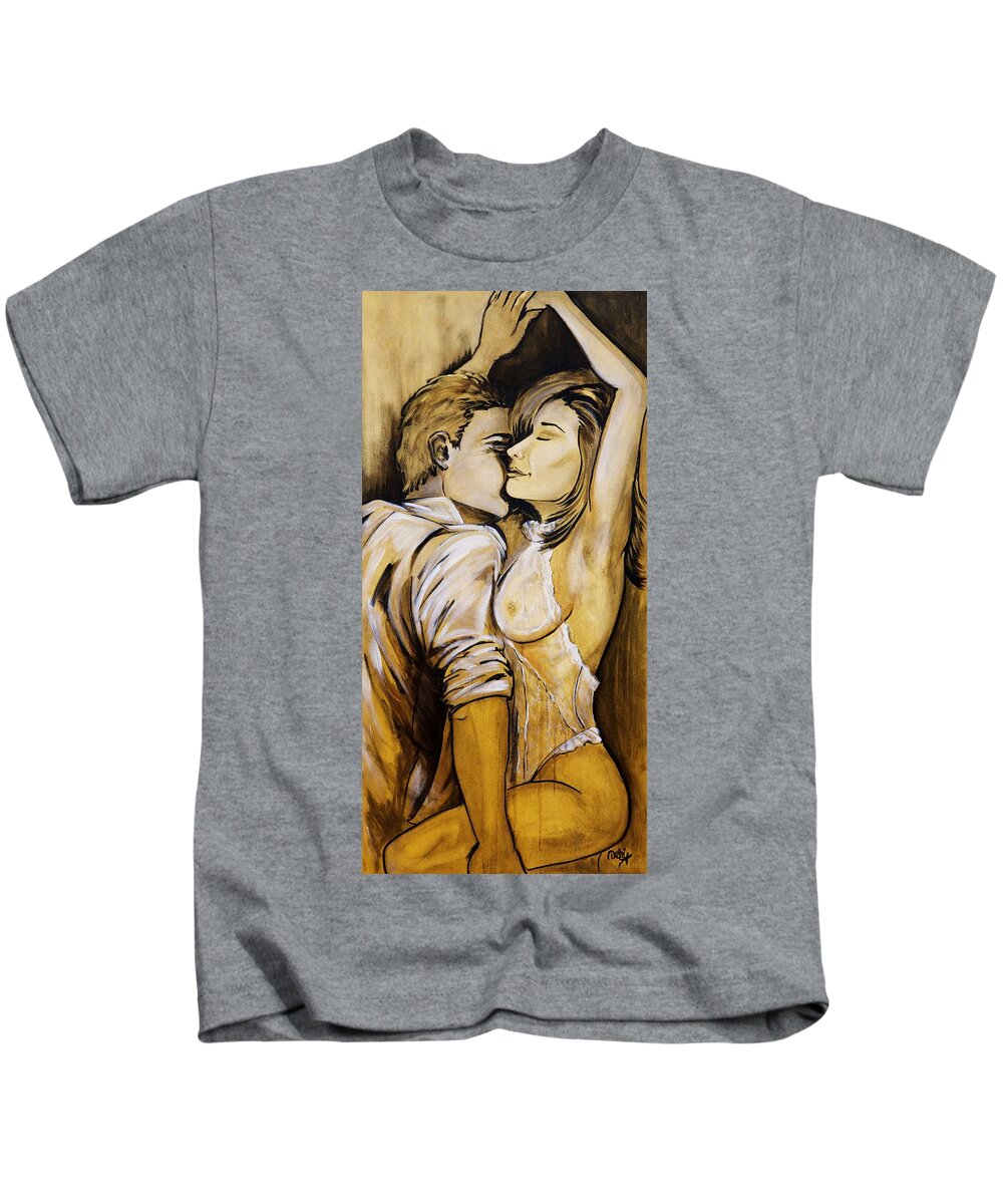 Nearly Naked Sepia Kids T-Shirt featuring the painting Nearly Naked Sepia by Debi Starr