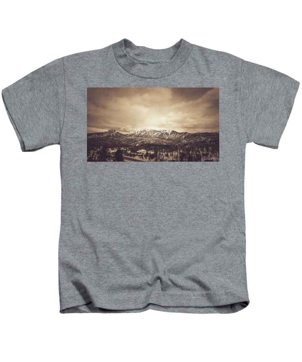 Aerial Kids T-Shirt featuring the photograph West Needle Mountain Nostalgic by Dennis Dempsie