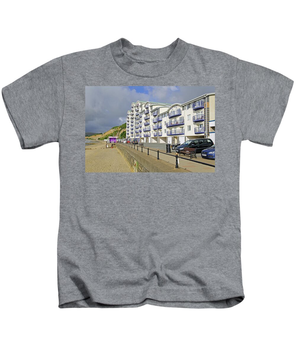 Europe Kids T-Shirt featuring the photograph New Flats Overlooking Sandown Esplanade by Rod Johnson