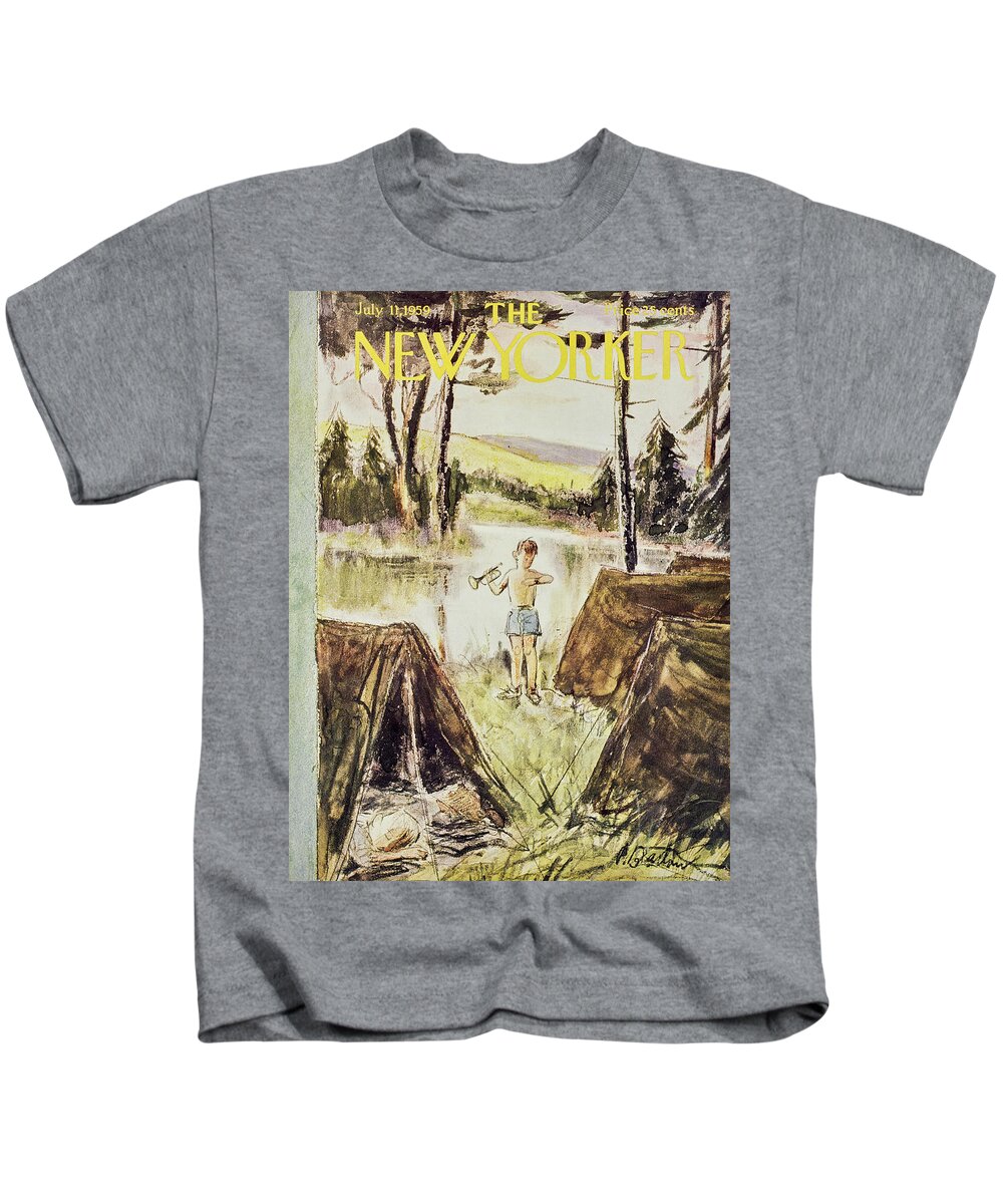 Boy Kids T-Shirt featuring the painting New Yorker July 11 1959 by Perry Barlow