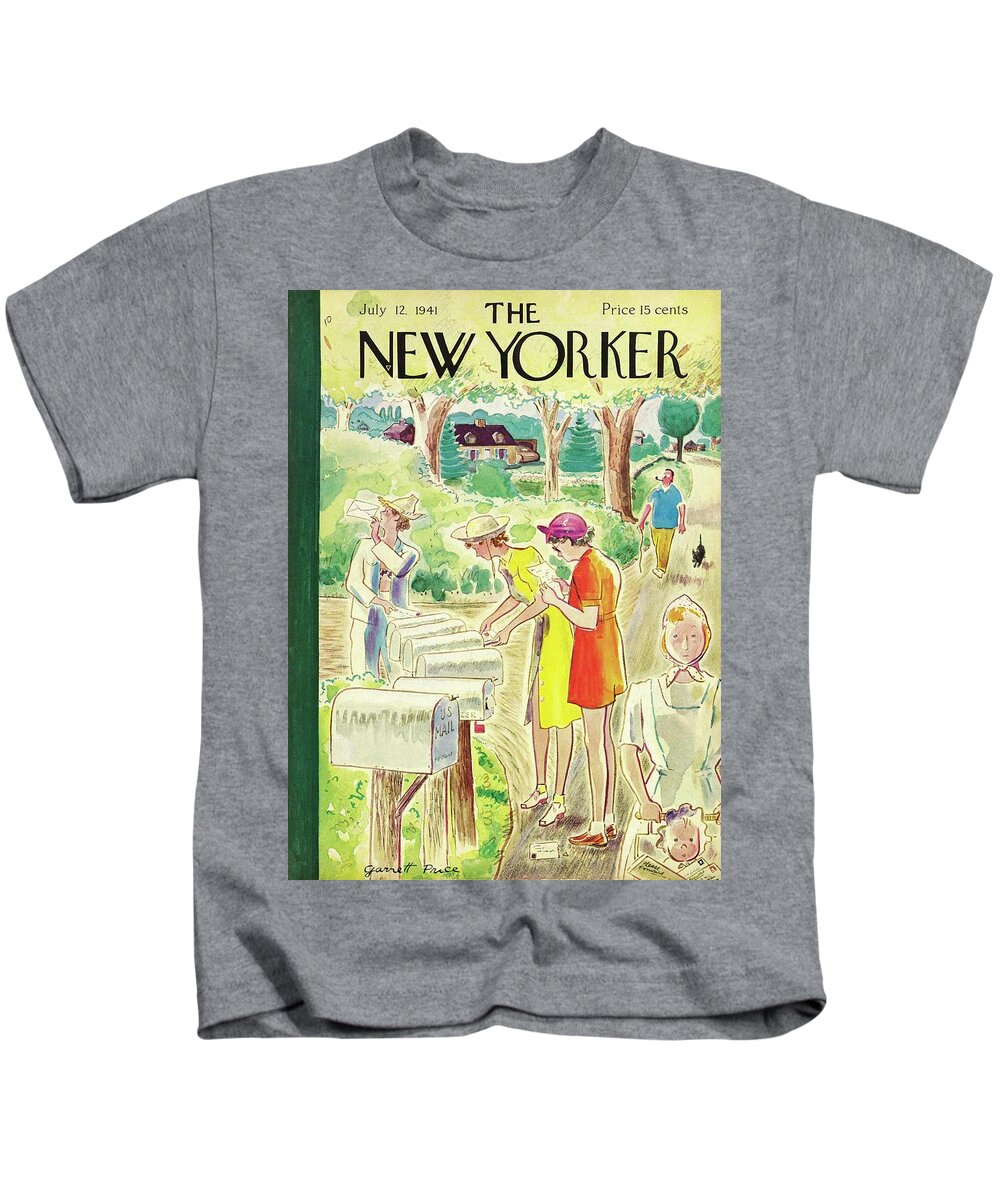 Country Kids T-Shirt featuring the painting New Yorker July 12 1941 by Garrett Price