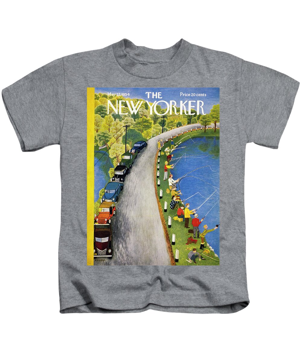 Weekend Kids T-Shirt featuring the painting New Yorker May 22 1954 by Ilonka Karasz