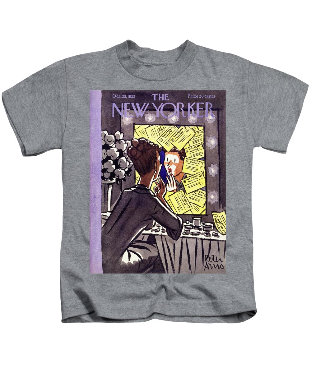 Illustration Kids T-Shirt featuring the painting New Yorker October 25 1952 by Peter Arno