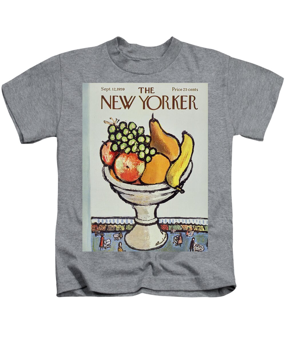 Fruit Kids T-Shirt featuring the painting New Yorker September 12 1959 by Abe Birnbaum