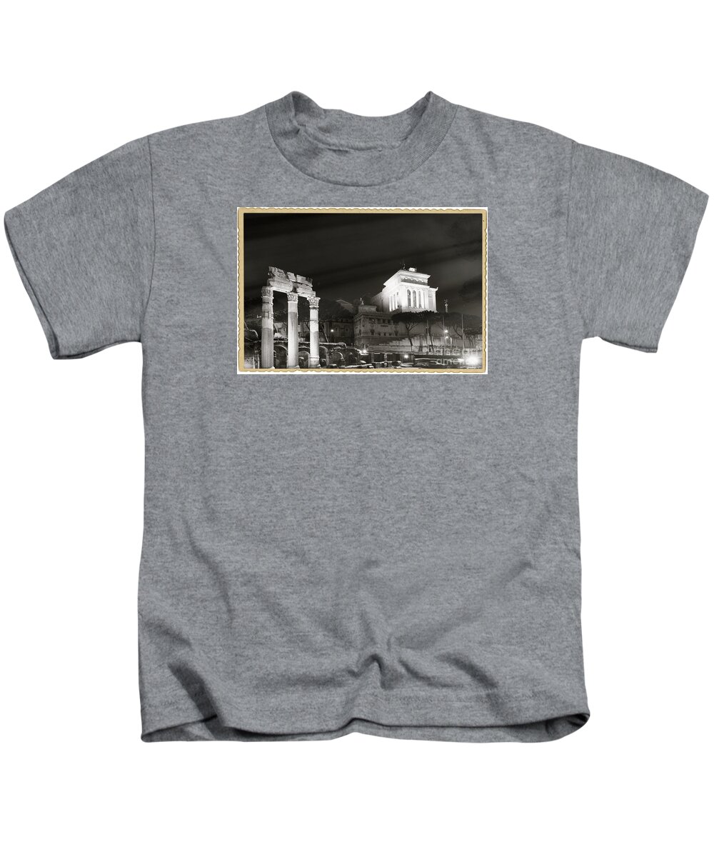 Forum Rome Kids T-Shirt featuring the photograph Night Panorama in Rome by Stefano Senise