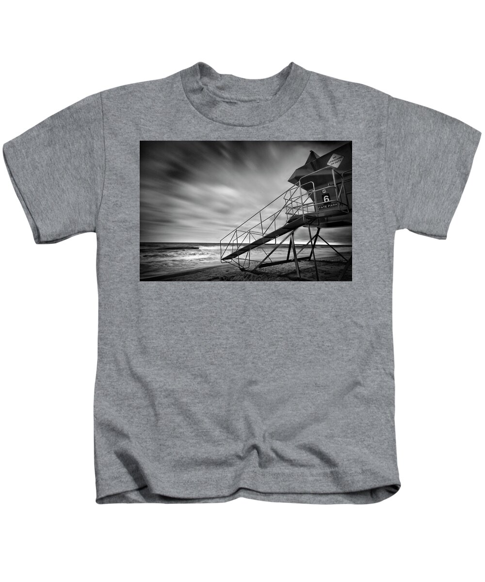 Lifeguard Kids T-Shirt featuring the photograph No Lifeguard On Duty by Lawrence Knutsson
