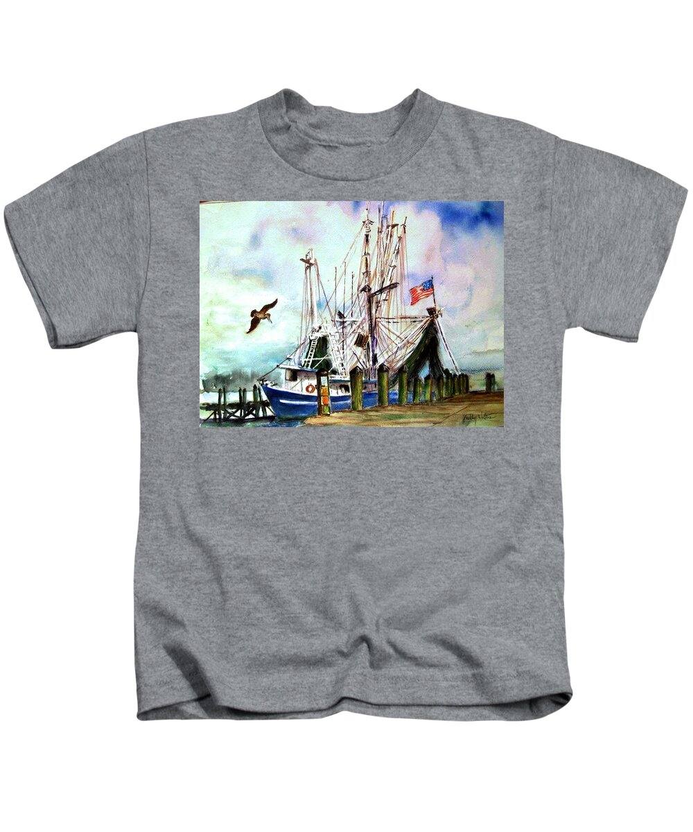 Boat Kids T-Shirt featuring the painting Nocho Boat by Bobby Walters