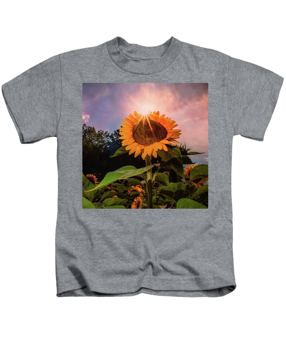 Sunflower Kids T-Shirt featuring the photograph North Fork Sunflower by John Randazzo