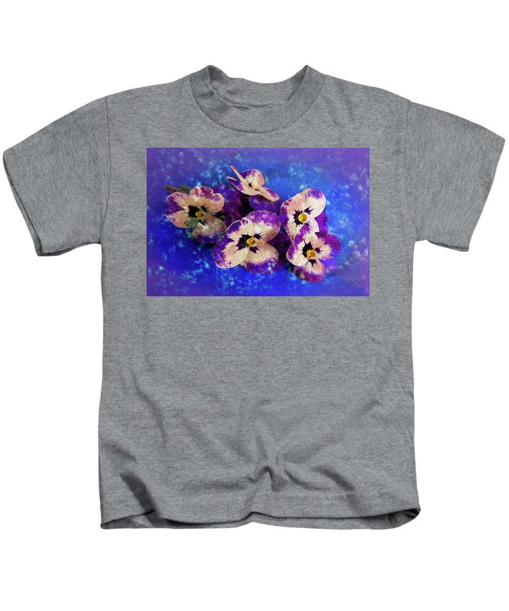 Pansies Kids T-Shirt featuring the photograph Nosegay of Pansies by Vanessa Thomas
