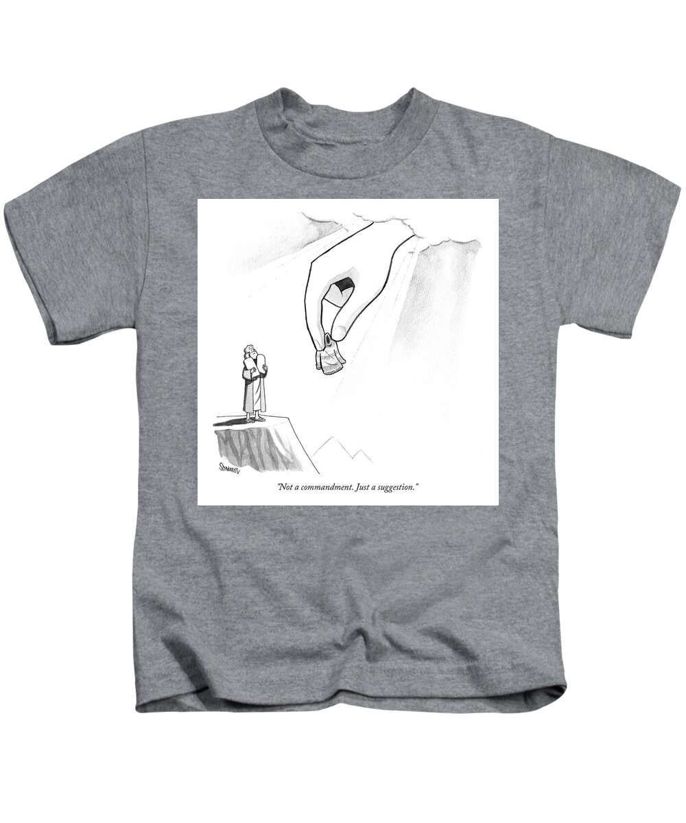 Not A Commandment. Just A Suggestion. Kids T-Shirt featuring the drawing Not a Commandment by Benjamin Schwartz