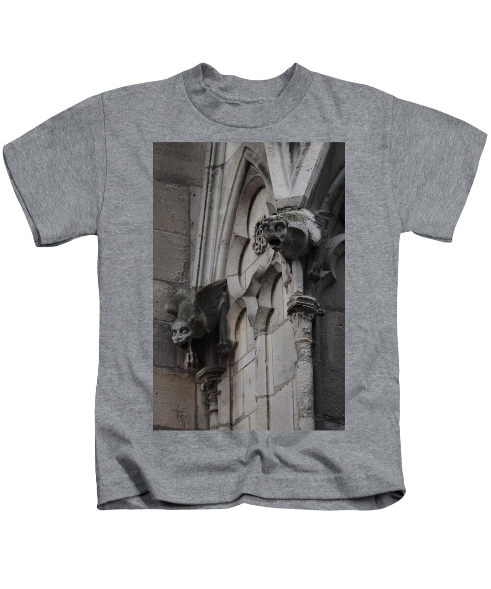Notre Dame Cathedral Kids T-Shirt featuring the photograph Notre Dame Grotesques by Christopher J Kirby