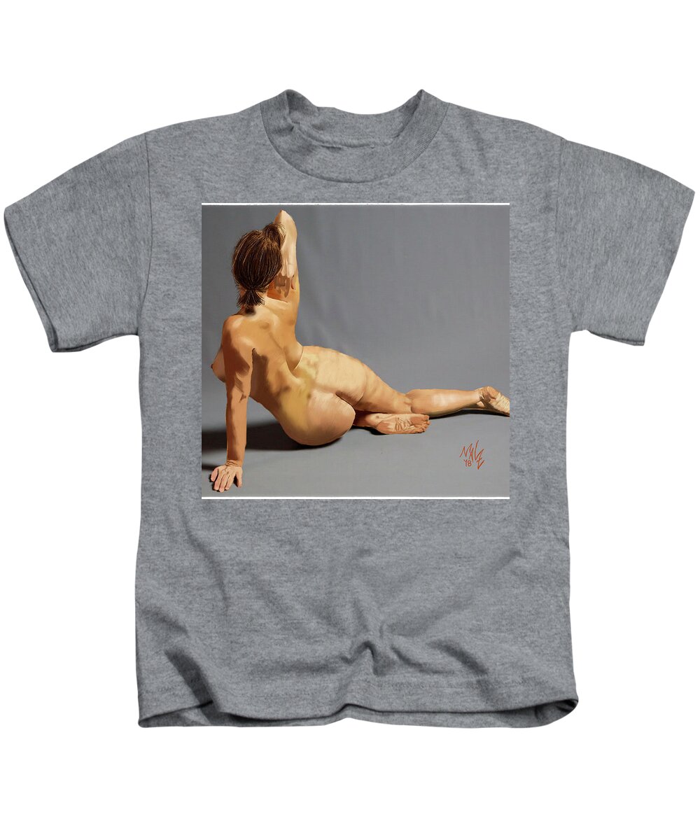 Nude Kids T-Shirt featuring the digital art Nude by Mal-Z