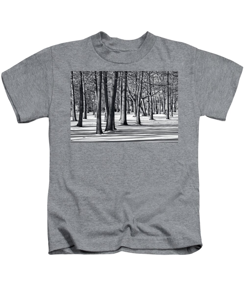 Landscape Kids T-Shirt featuring the photograph Nut Grove Shadows and Light Monotone by Allan Van Gasbeck