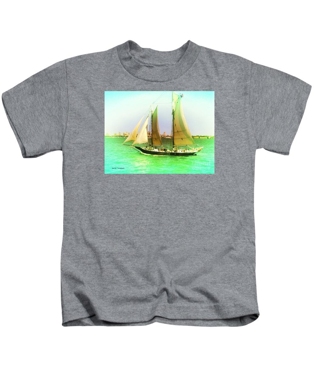 New York City Kids T-Shirt featuring the painting NYC Sailing by Denise Tomasura