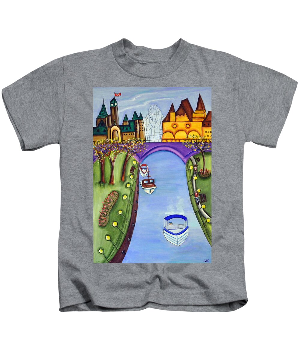 Abstract Kids T-Shirt featuring the painting Oh Canada by Heather Lovat-Fraser
