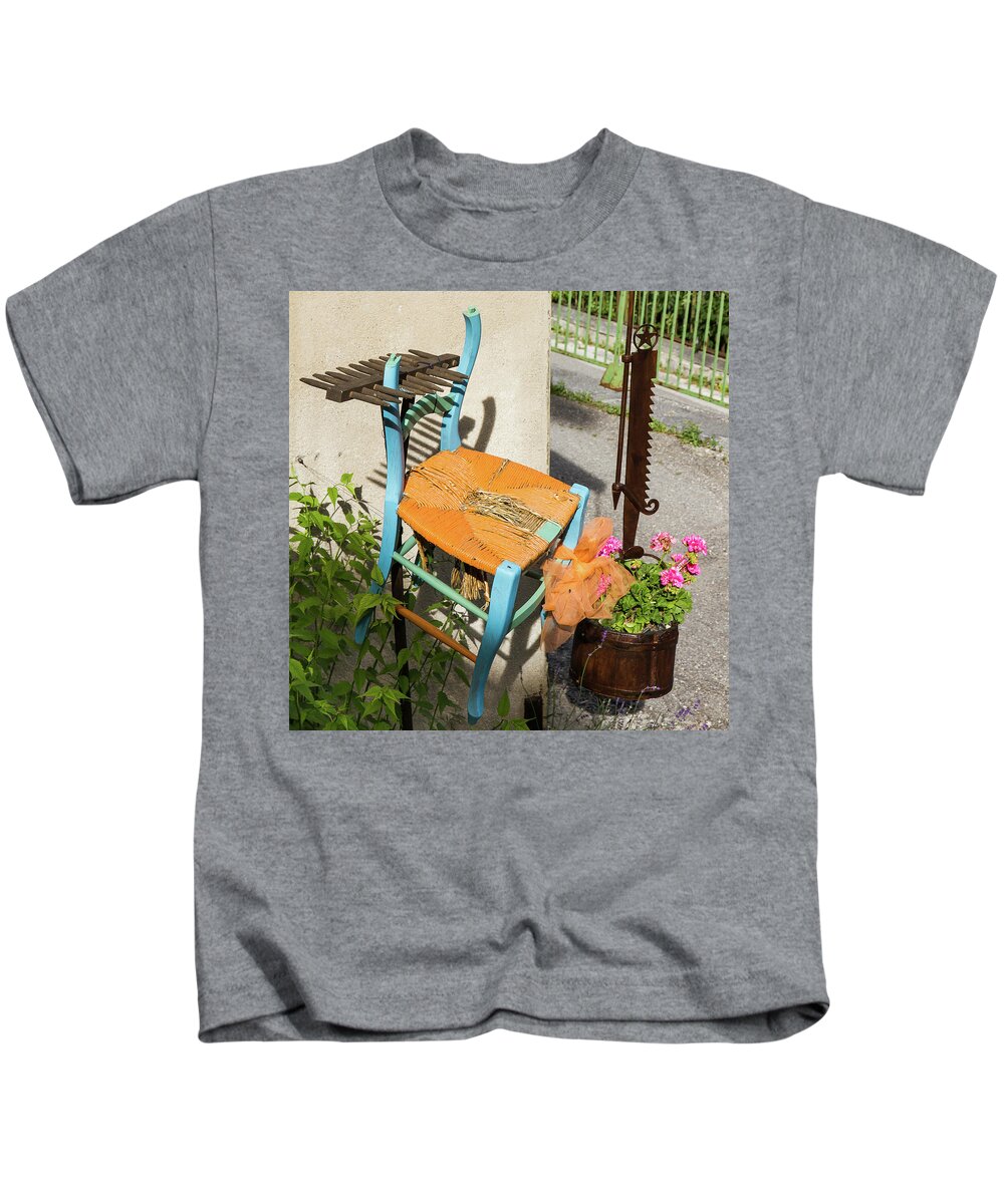 Chair Kids T-Shirt featuring the photograph Old chair by Paul MAURICE