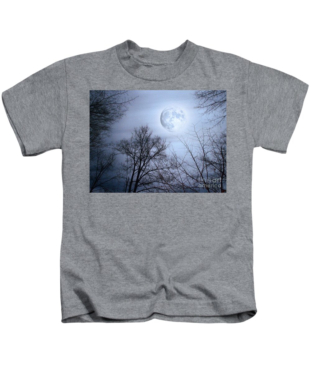 Nature Kids T-Shirt featuring the photograph On A Stormy Moonlit Night by Dorothy Lee