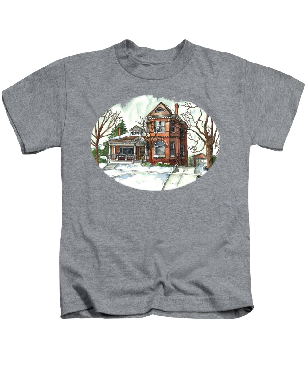 Victorian Kids T-Shirt featuring the painting In The Avenues by Shelley Wallace Ylst