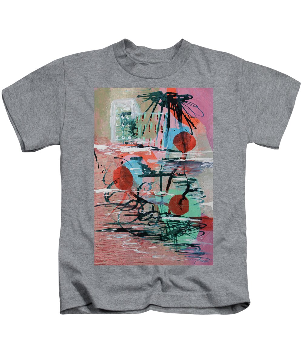 Landscape Kids T-Shirt featuring the mixed media On the Beach by April Burton