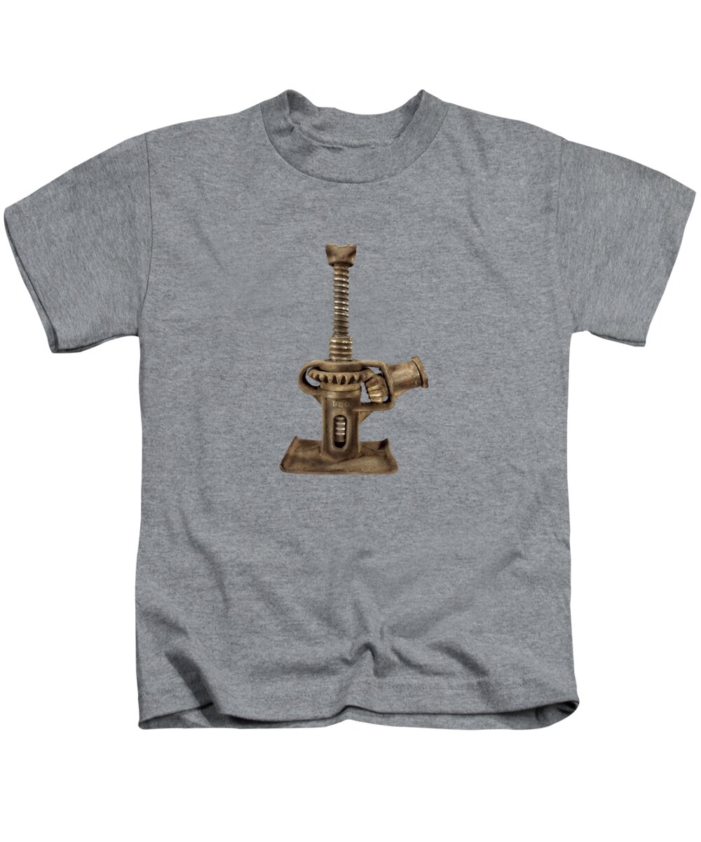 Antique Kids T-Shirt featuring the photograph Open Gear Screw Jack I by YoPedro