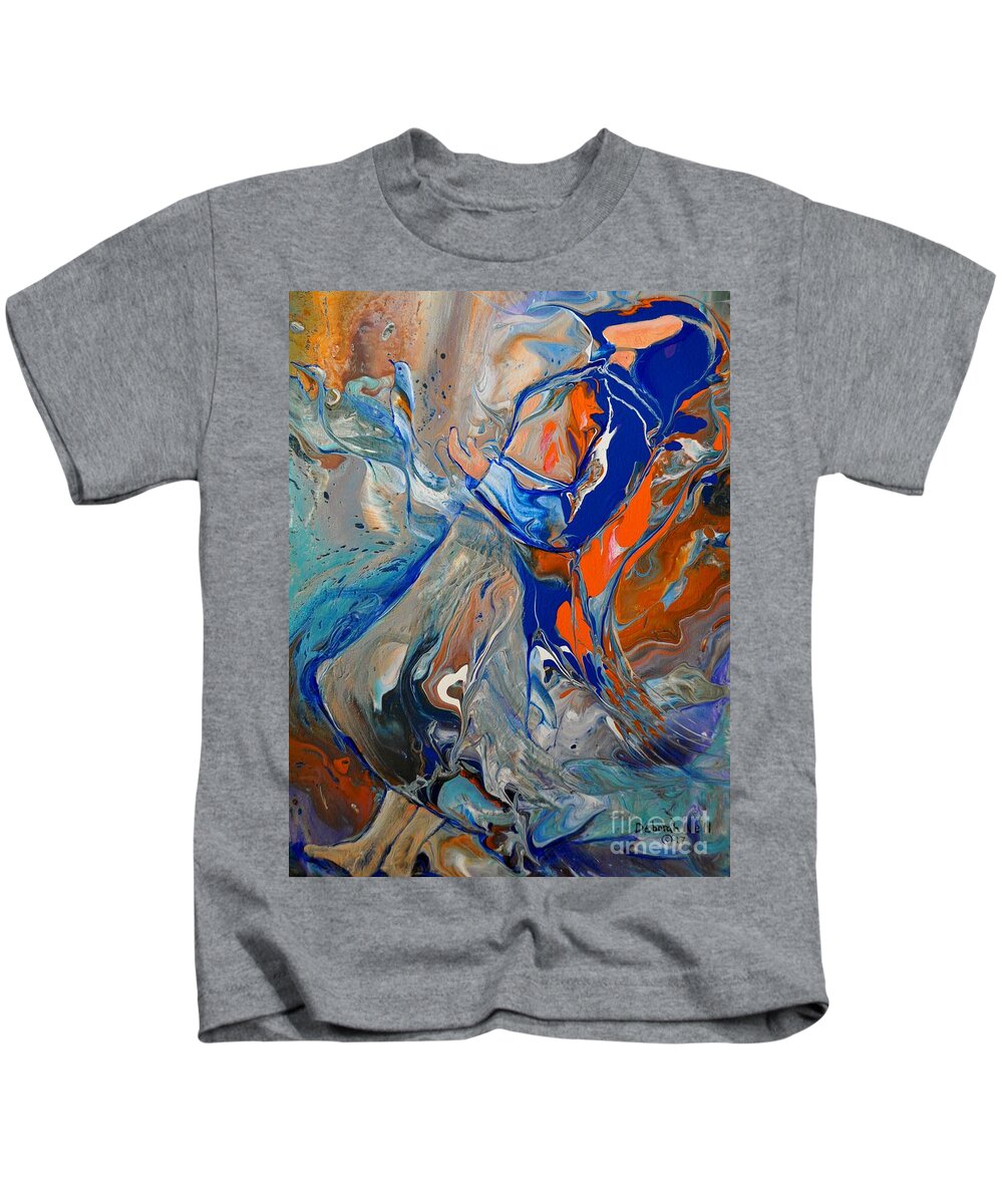 Acrylic Pour Kids T-Shirt featuring the painting Open The Floodgates of Heaven by Deborah Nell