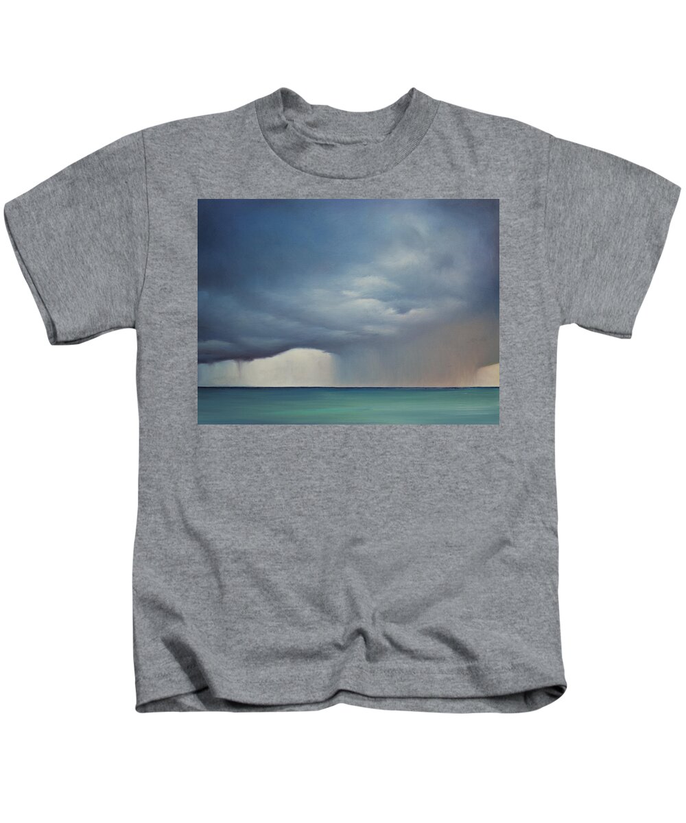 Derek Kaplan Art Kids T-Shirt featuring the painting Opt.31.17 Storm by Derek Kaplan