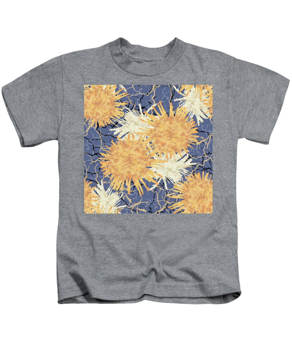 Orange Kids T-Shirt featuring the digital art Orange Cobwebs Pattern by April Burton