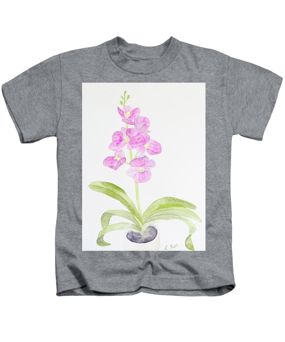Orchid Kids T-Shirt featuring the painting Orchid Gift by Laurel Best