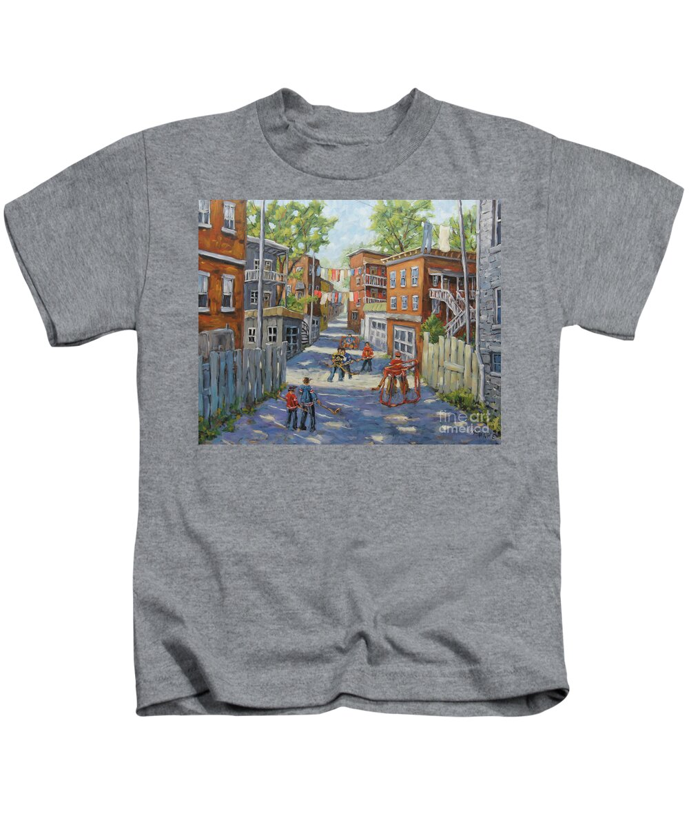 30x24x1.5 Kids T-Shirt featuring the painting Original Six Back Lanes by Richard T Pranke