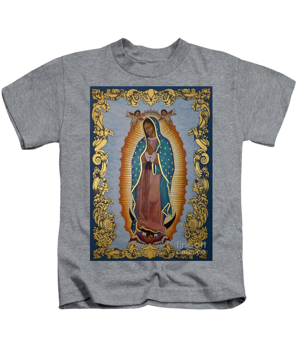 Our Lady Of Guadalupe Kids T-Shirt featuring the painting Our Lady of Guadalupe - LWLGL by Lewis Williams OFS