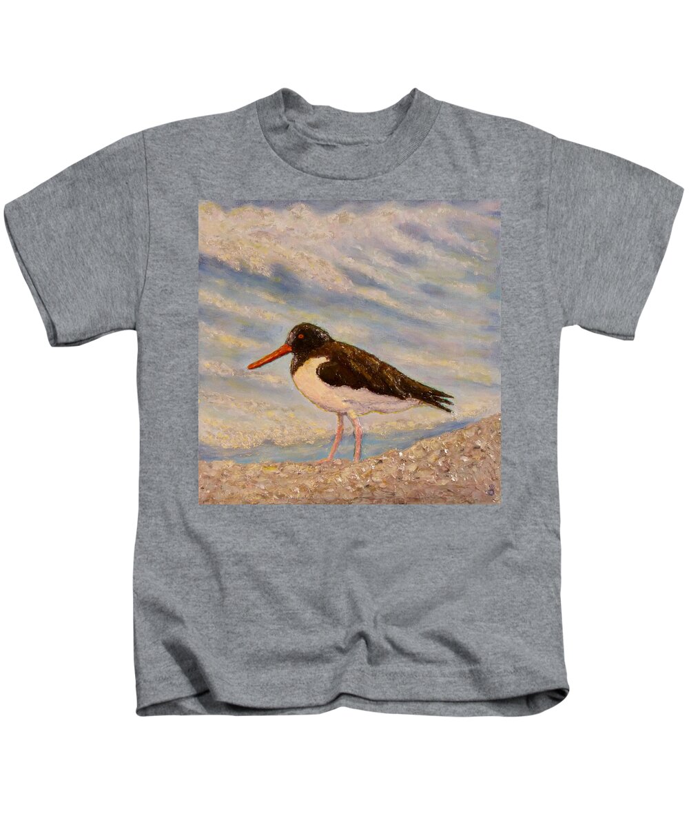 Sea Bird Kids T-Shirt featuring the painting Oyster Catcher by Joe Bergholm